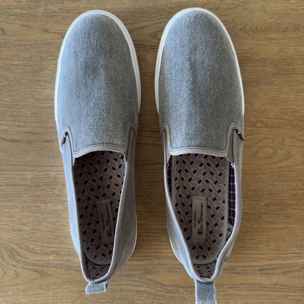 Ben Sherman Men's Slip-On Gray Canvas Fabric Loafers-Size US 13‎